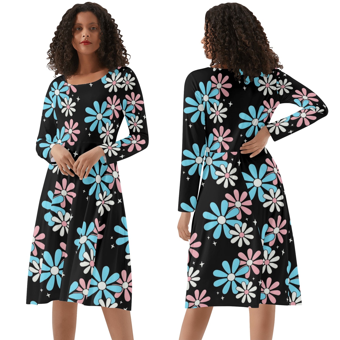 Women's Long Sleeve Ruffle Dress