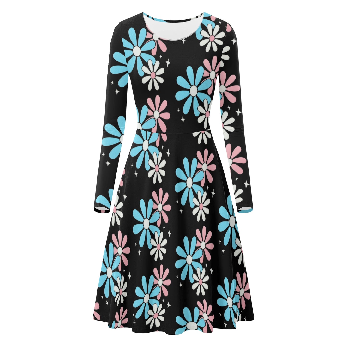 Women's Long Sleeve Ruffle Dress