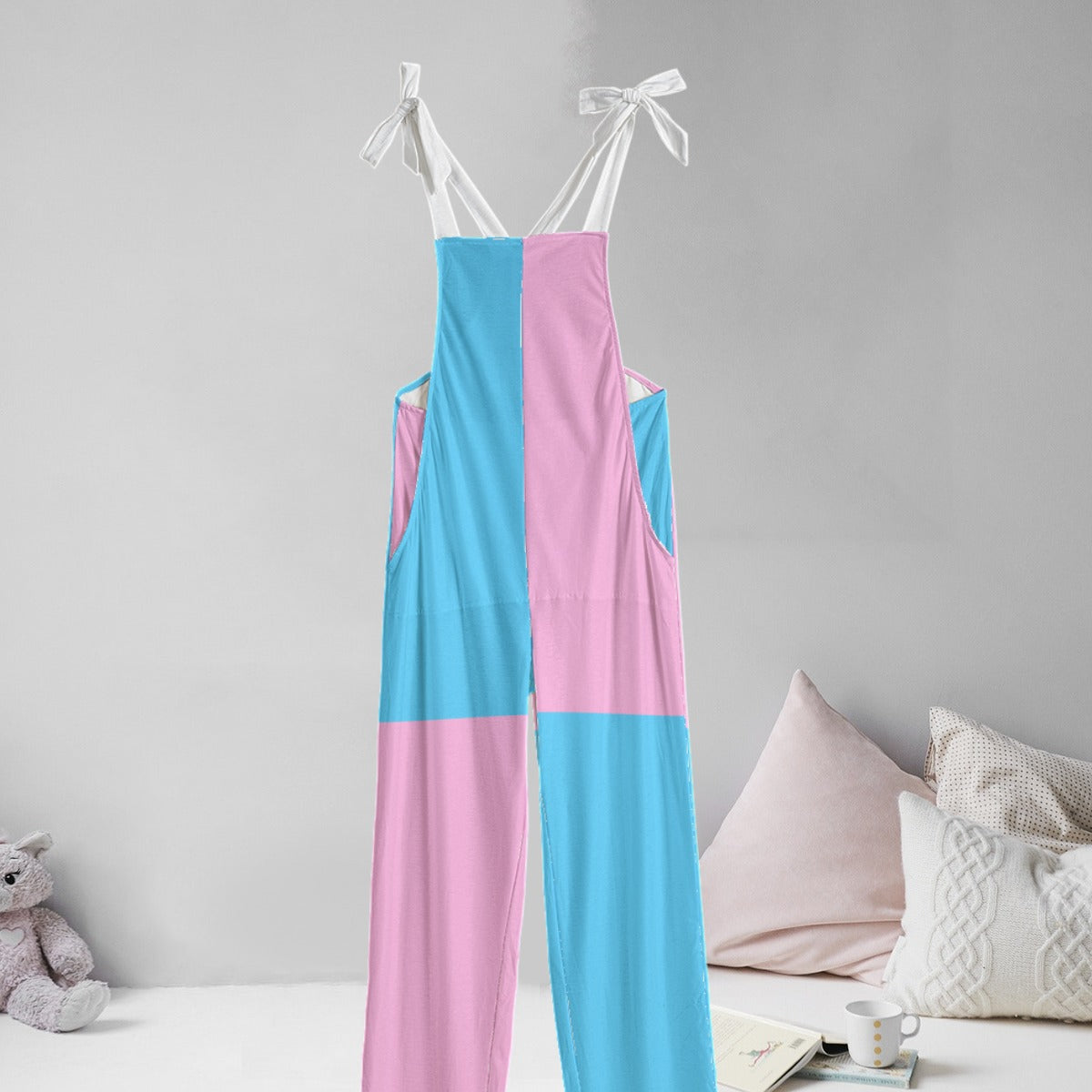 Blue Pink White Pride Quartered Casual Lightweight Dungaree