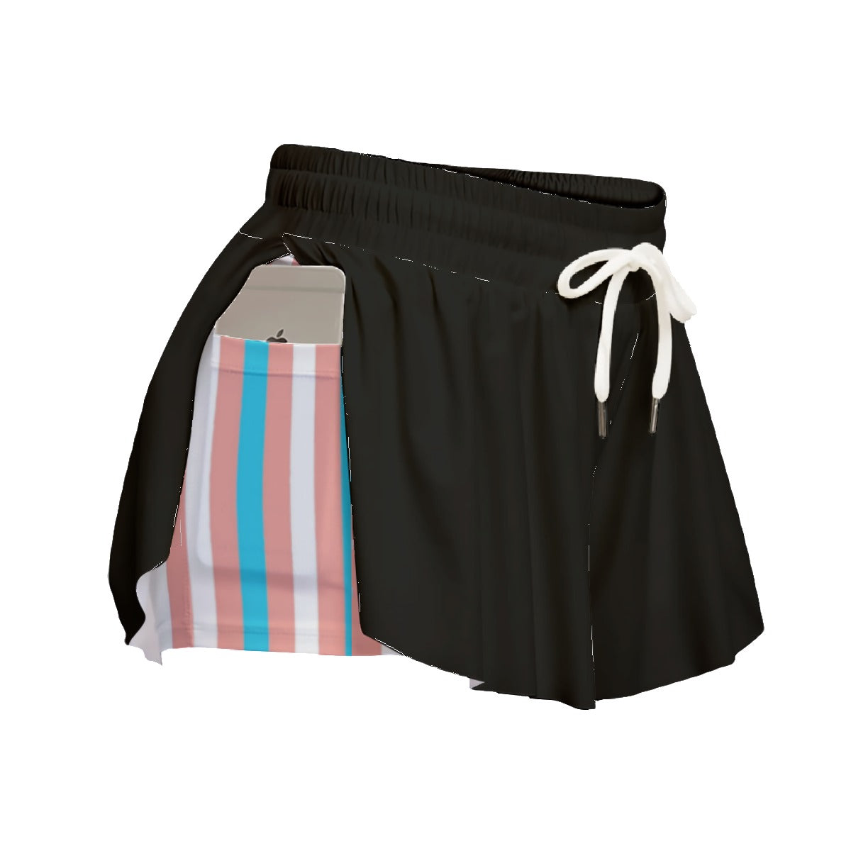 Blue Pink White Pride Candy-Striped Inner Black Fitness Sport Culottes