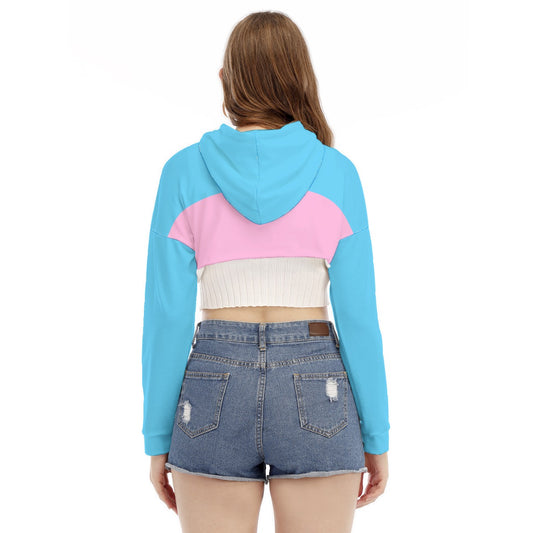 Teen Blue Pink White Pride Cropped Hooded Smock Top