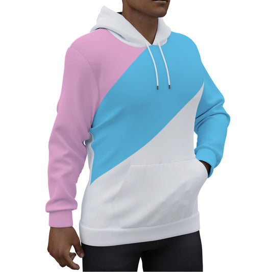 Plus Size Blue Pink White Pride Hooded Pullover