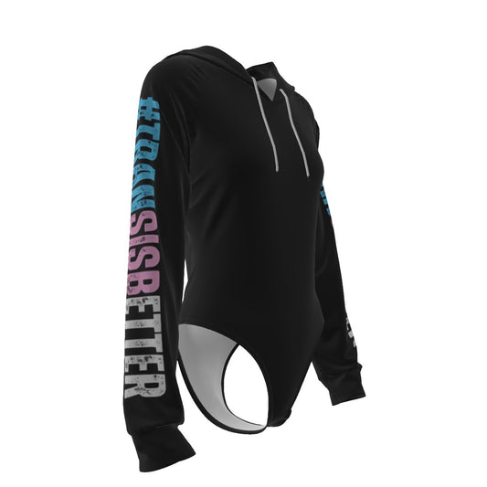 Teen TRANSISBETTER Hashtag Pride Black Raglan Sleeve Hooded Bodysuit
