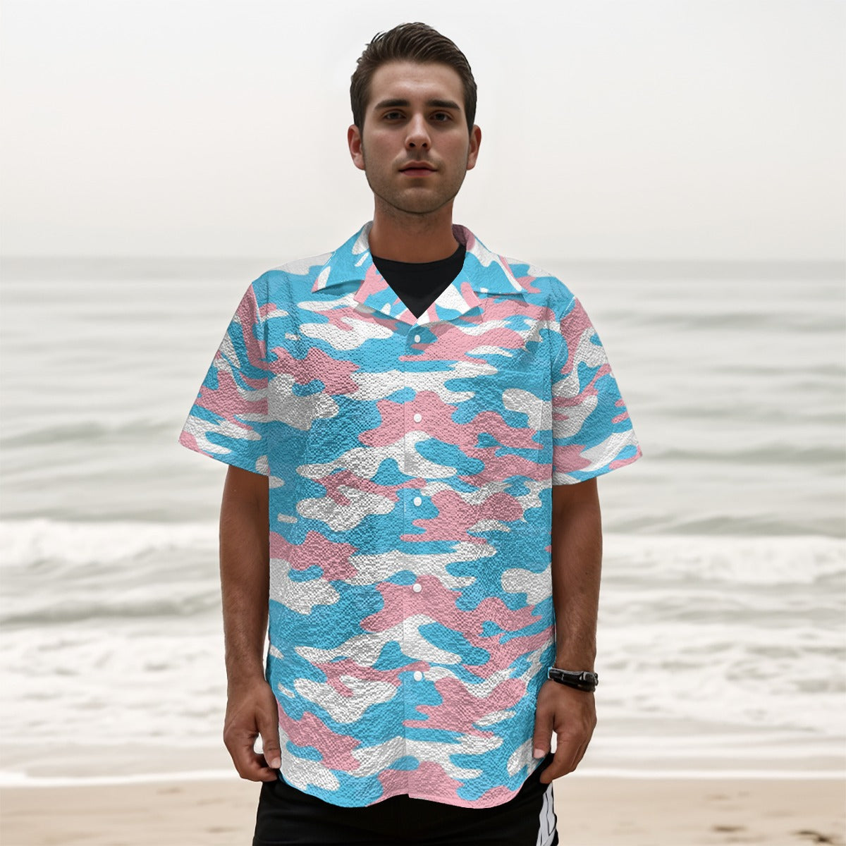 Teen - Plus Size Blue Pink White Pride Camouflage Box Shirt
