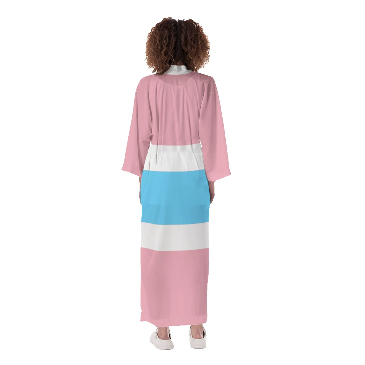 Teen Blue Pink White Thailand Pride Long Satin Kimono Robe