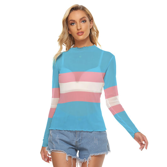 Teen Blue Pink White See-Thru Top