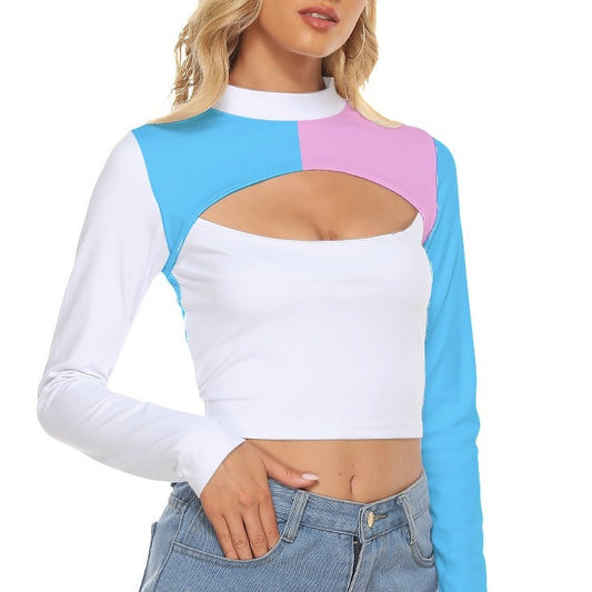 Blue Pink White Pride Hollow Chest Tight Sports Crop