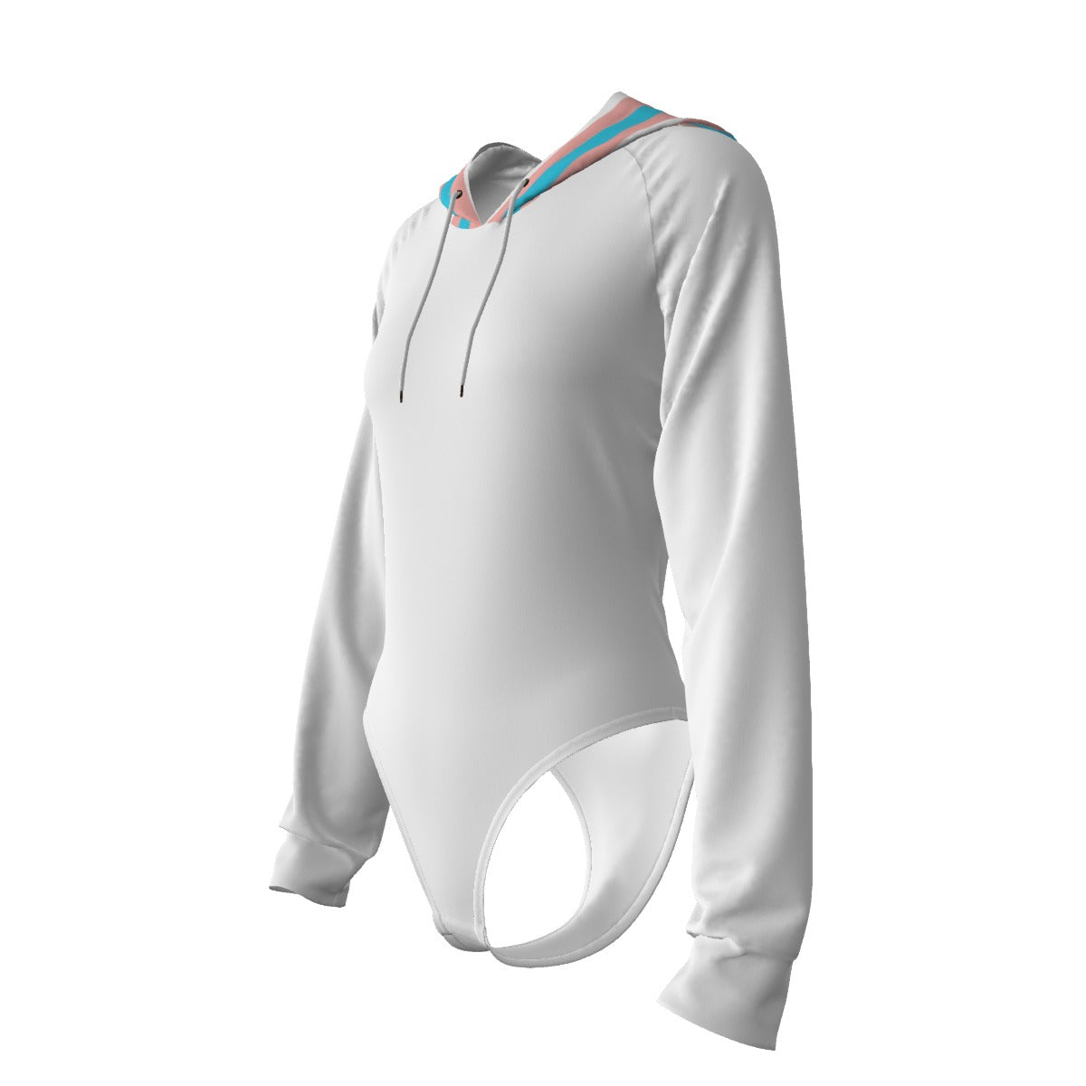Teen Trans Pride Candy Striped Hood Raglan Sleeve Hooded Bodysuit