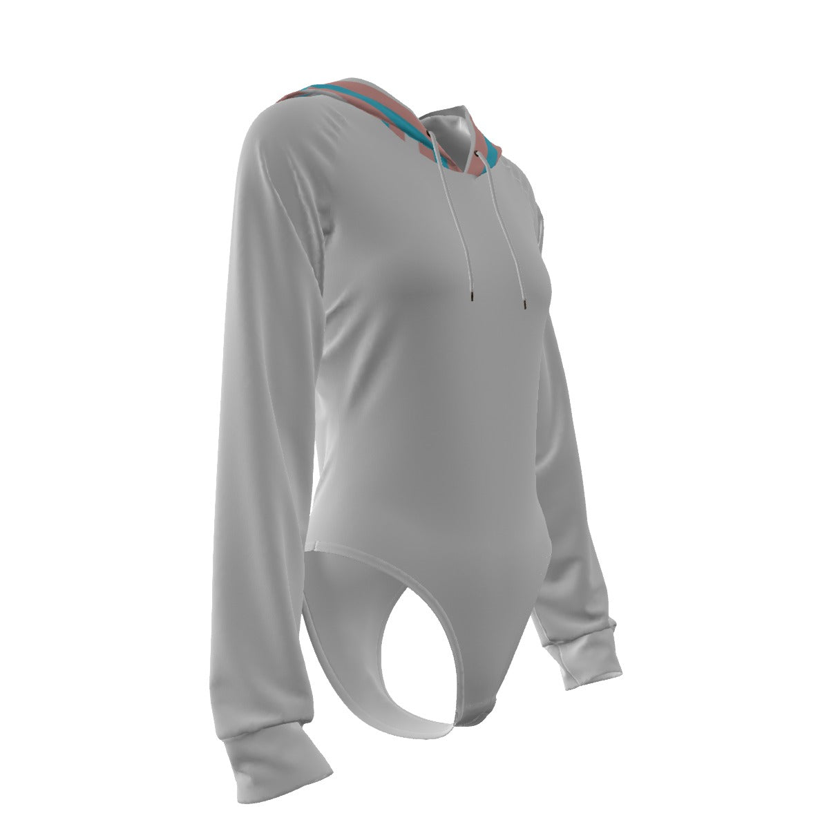 Teen Trans Pride Candy Striped Hood Raglan Sleeve Hooded Bodysuit