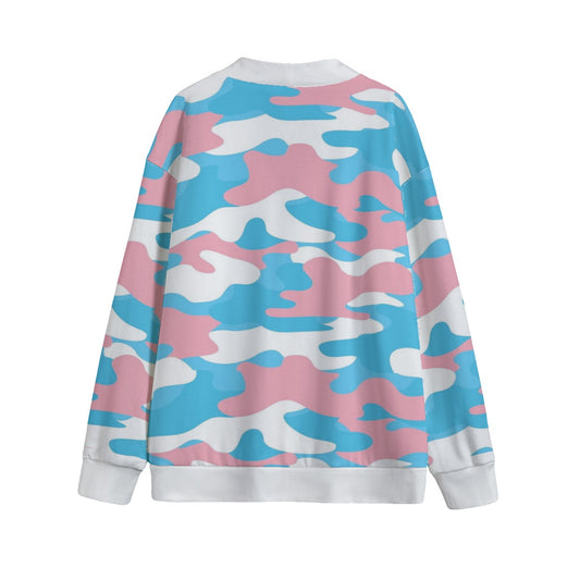 S-5XL Blue Pink White Pride Camouflage Hacci Cardigan