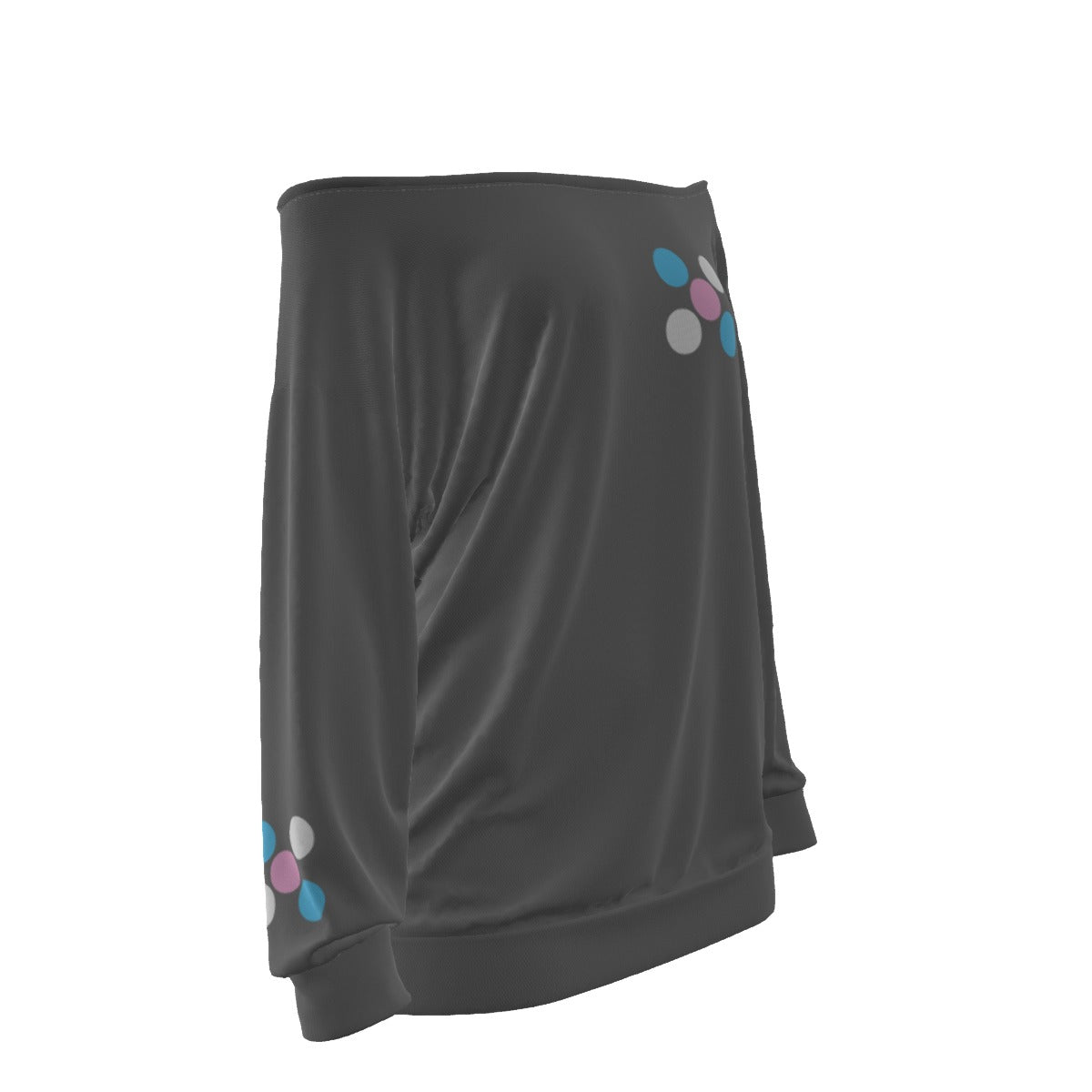 Blue Pink White Pride 'Five Dots' Grey Off-Shoulder Sweatshirt