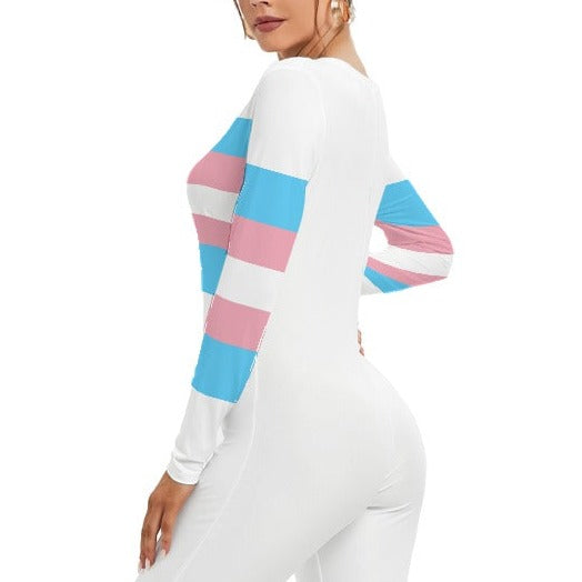 Blue Pink White Pride Button Up Long Romper