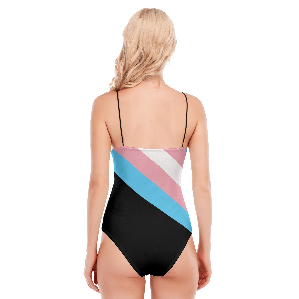 Teen - Blue Pink White Pride Spaghetti-Strapped Black Bodysuit