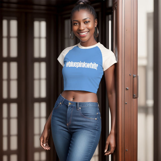 Teen Blue Pink White Pride Fitted Cropped T-Shirt
