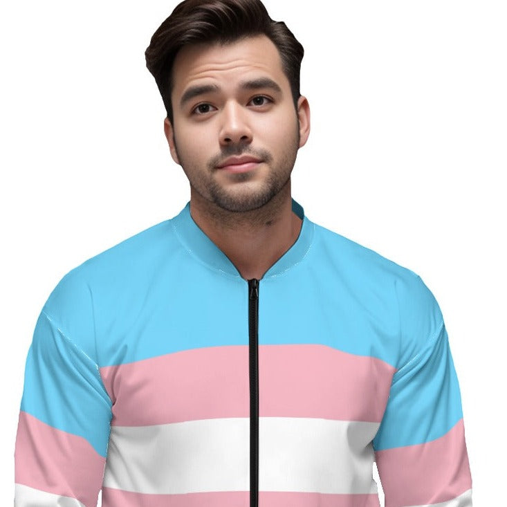 Teen Blue Pink White Pride Bomber Jacket
