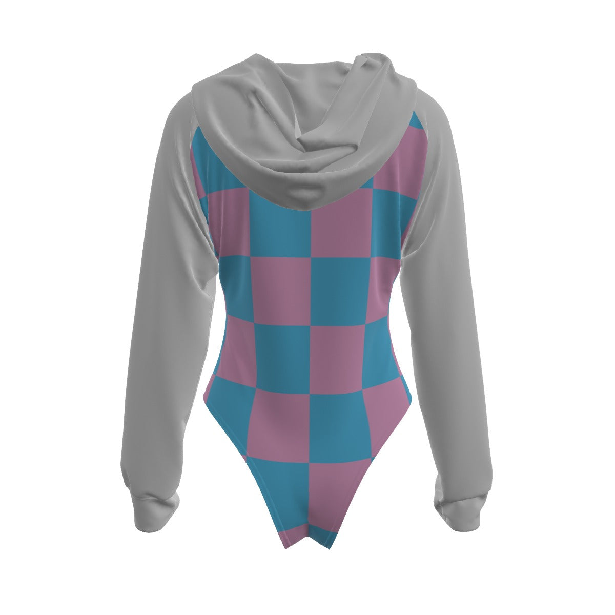 Teen Blue Pink White Pride Circus Check Raglan-Sleeve Hooded Bodysuit