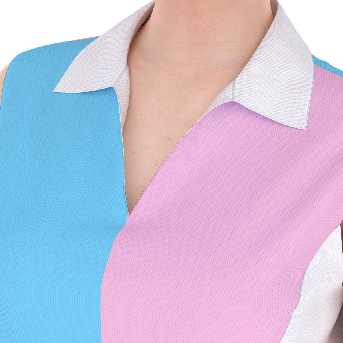 Plus Size Blue Pink White Pride Harlequin Casual V-Neck Sleeveless Shirt