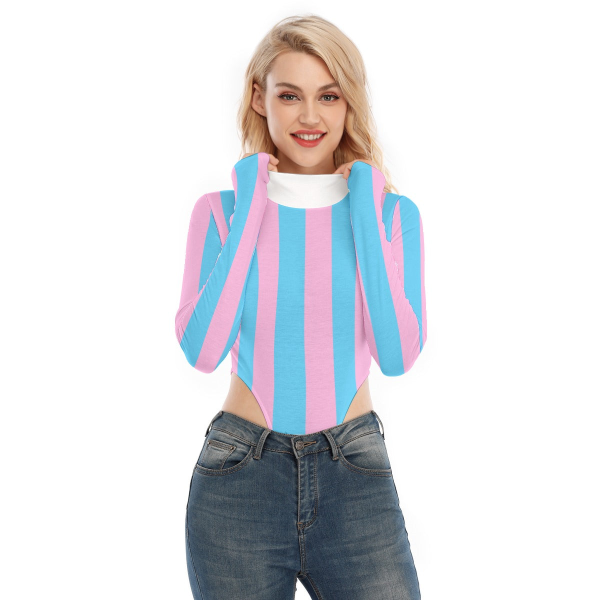 Teen Blue Pink White Pride Circus Striped Long-Sleeve Body
