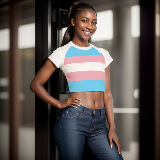Teen Blue Pink White Pride Cropped T-shirt