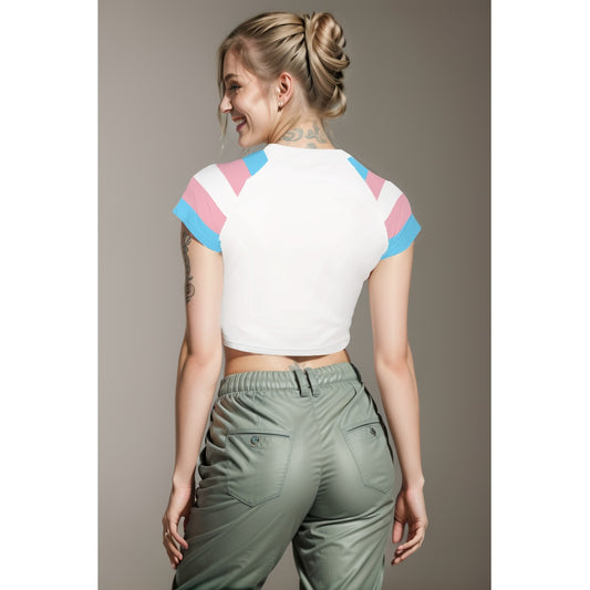 Teen Blue Pink White Pride Fitted Cropped T-Shirt