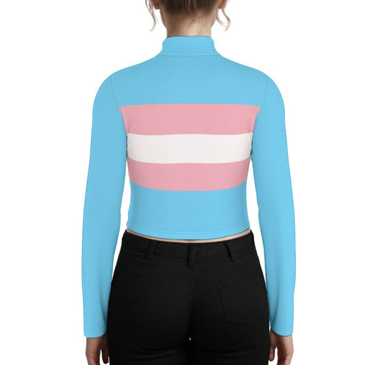 Plus Size Blue Pink White Pride Turtleneck T-Shirt