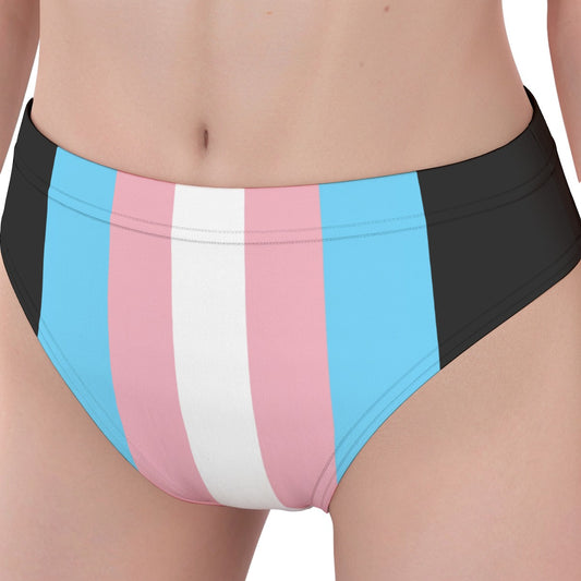 Plus Size Blue Pink White Pride Ribbon Black Bikini Set