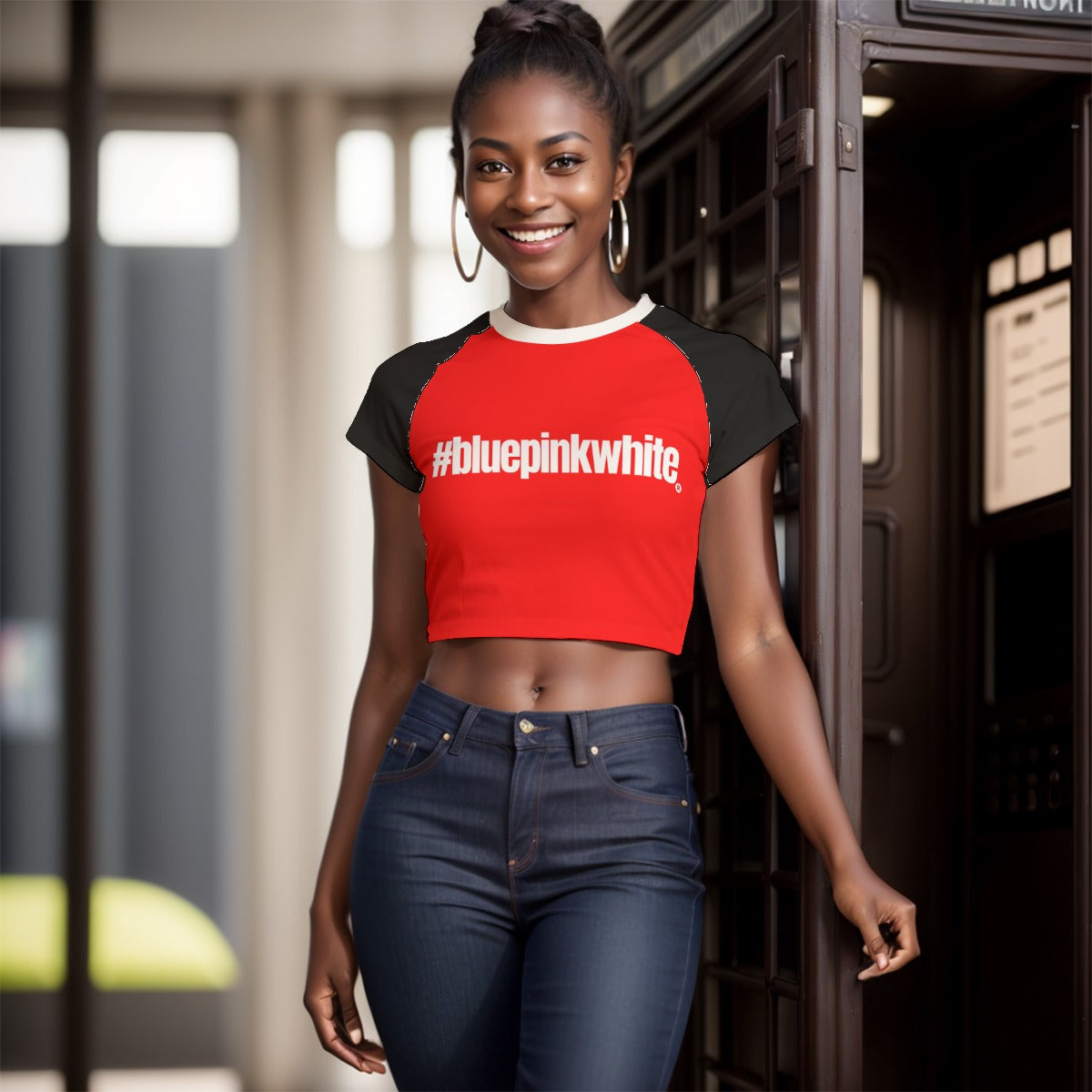 Teen Blue Pink White Pride Fitted Cropped T-Shirt