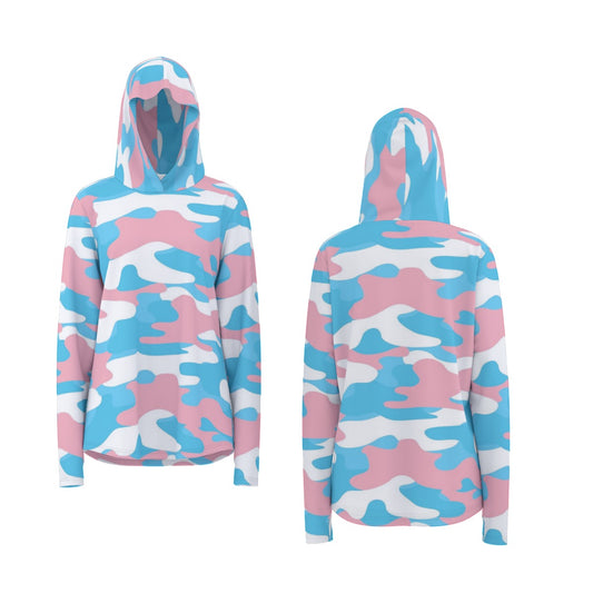 Teen - Plus Size Blue Pink White Pride Camouflage Hooded Pullover