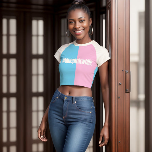 Teen Blue Pink White Pride Fitted Cropped T-Shirt