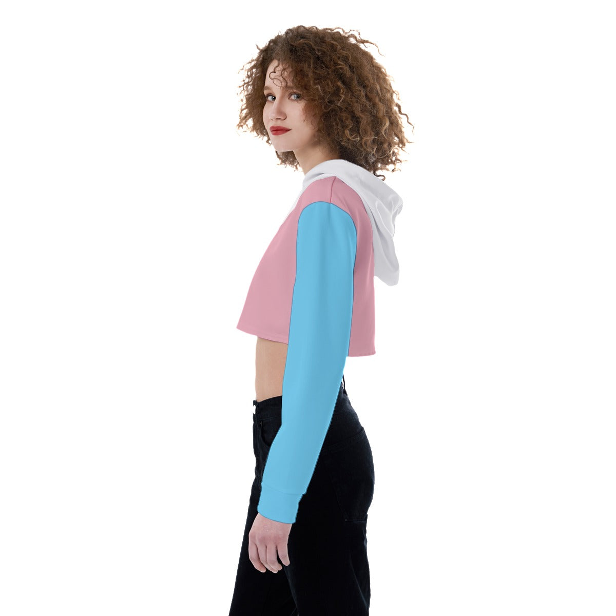 Teen - Plus Size Blue Pink White Paris Pride Hooded Crop Top