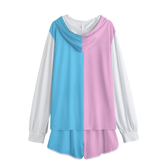 Plus Size BluePinkWhite All-Over Vive l'Paris Pride Hoodie & Shorts Set