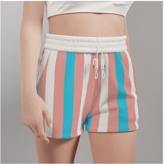 Blue Pink White Trans Pride Colors/White Candy Stripe Casual Gym Shorts