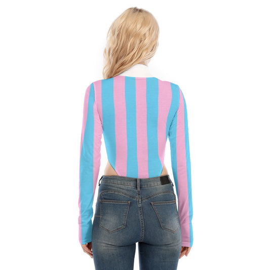 Teen Blue Pink White Pride Circus Striped Long-Sleeve Body