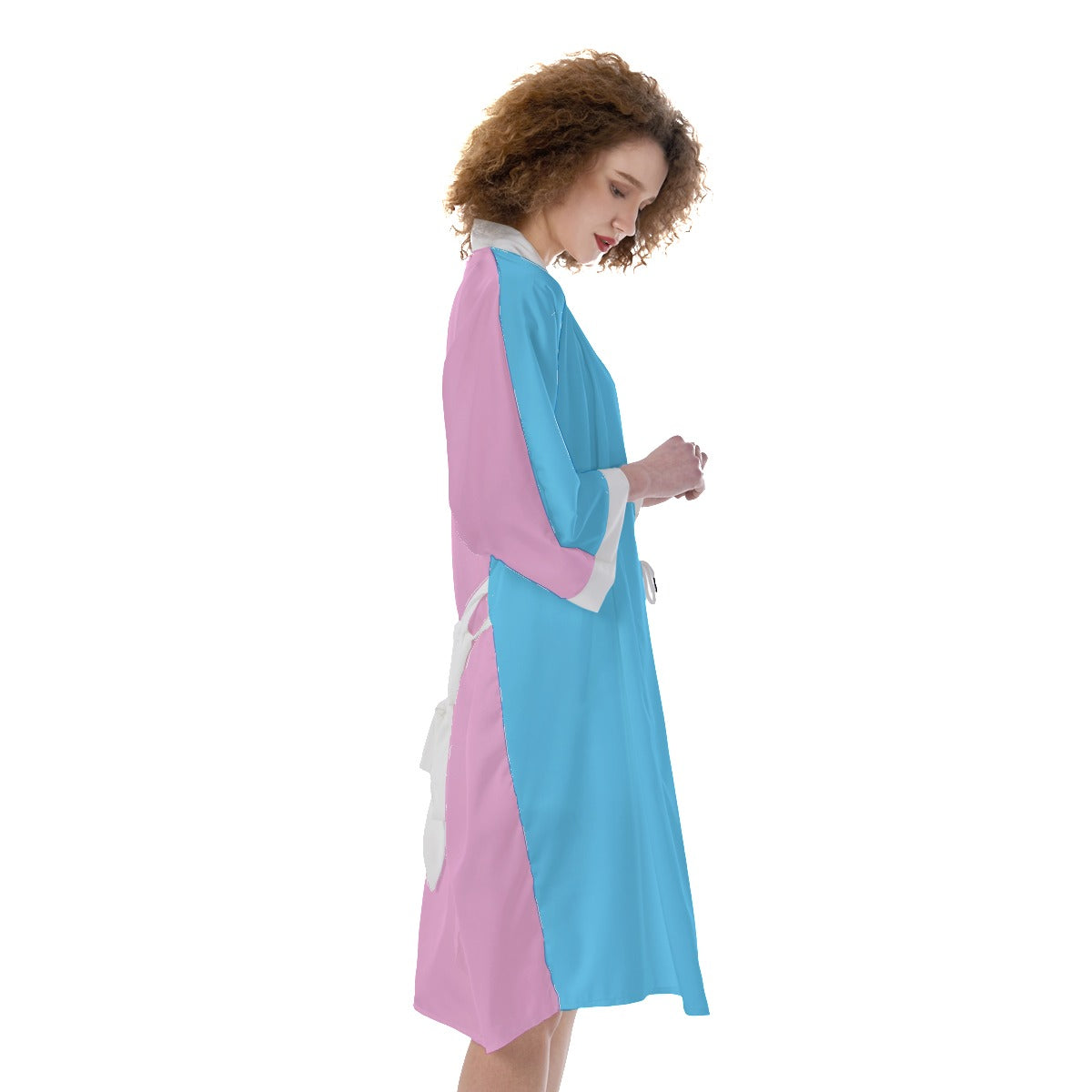 Teen Blue Pink White Vive l'Paris Pride Satin Haori Kimono Robe