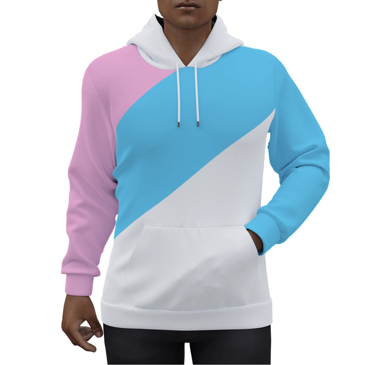 Plus Size Blue Pink White Pride Hooded Pullover