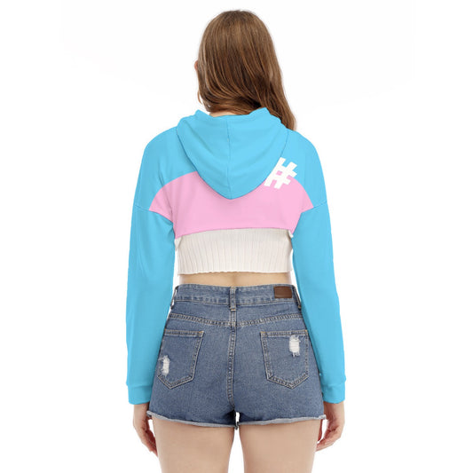 Teen Blue Pink White Pride Cropped Hooded Smock Top