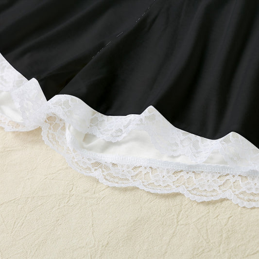 Plus Size Blue Pink White Big Daisies Laced Edge Black Camisole Set