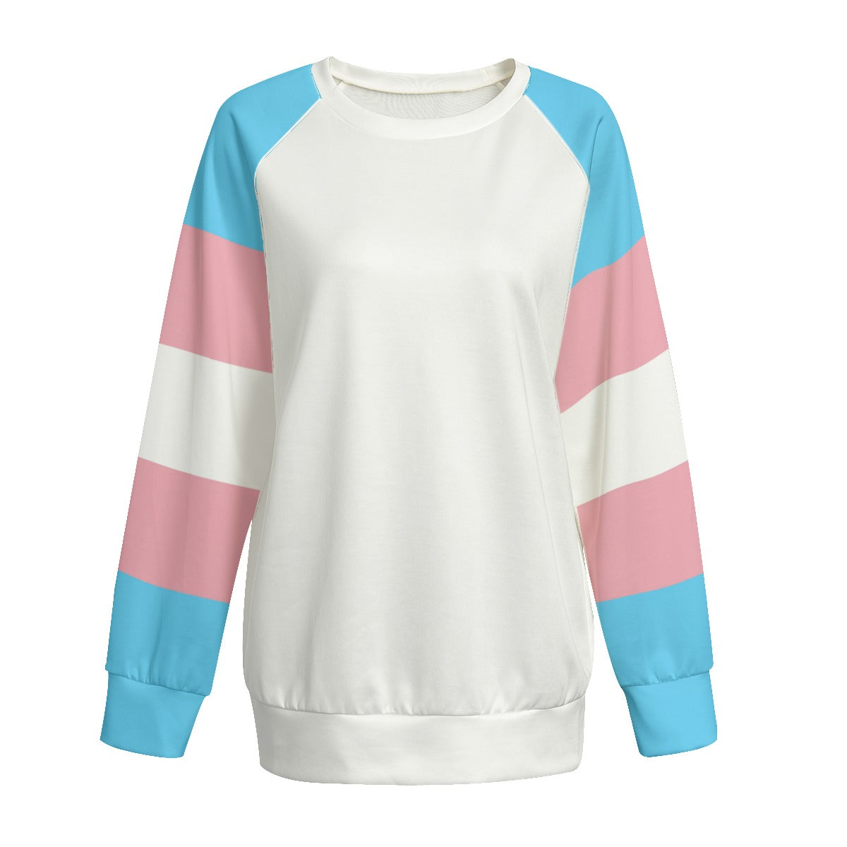 Plus Size Blue Pink White All-Over Pride Raglan Sweatshirt