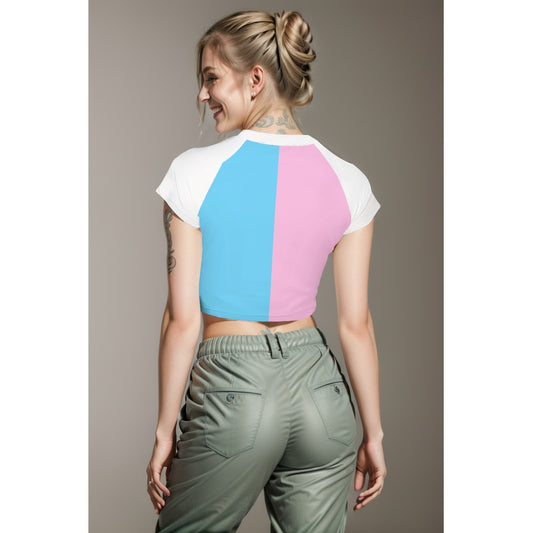 Teen Blue Pink White Pride Fitted Cropped T-Shirt