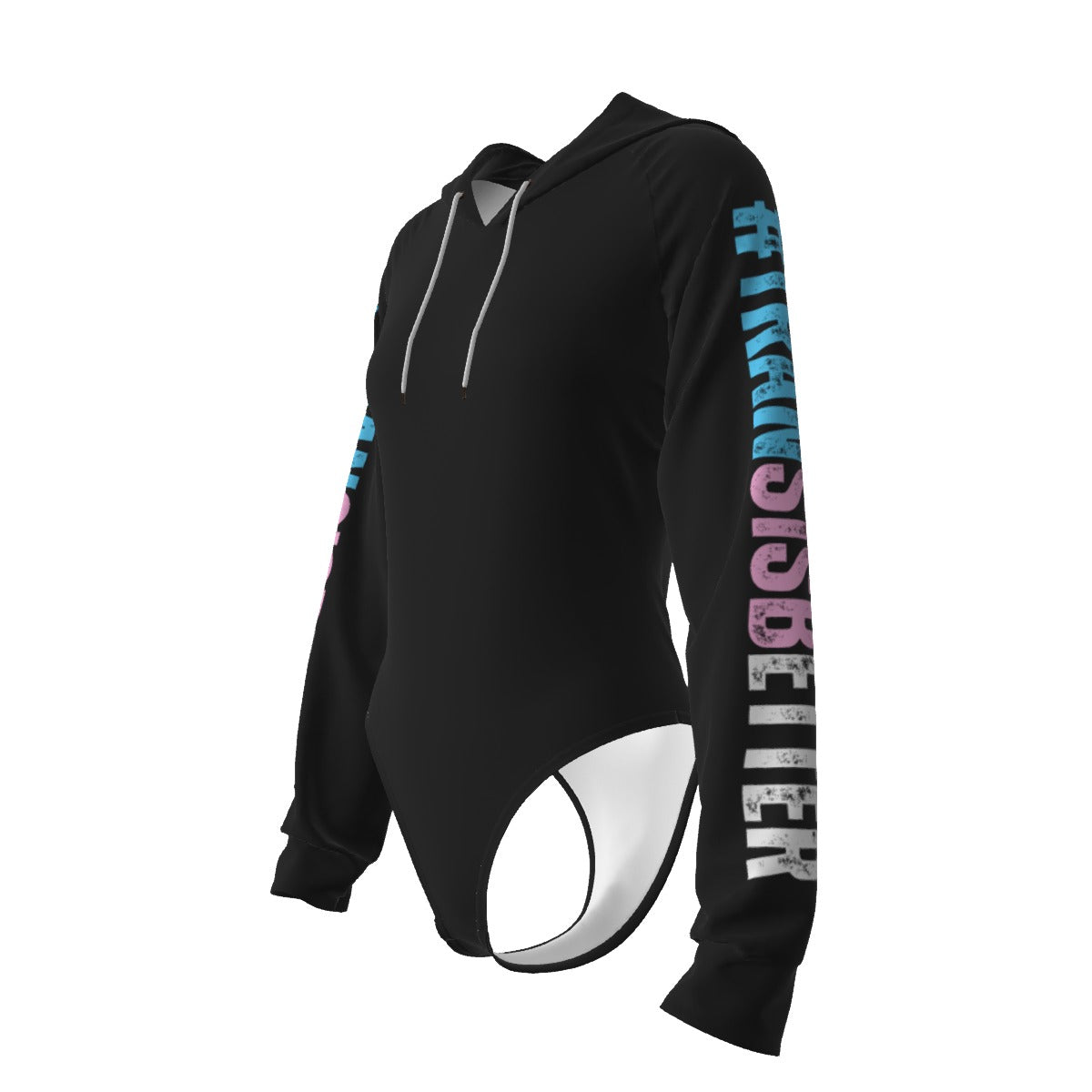 Teen TRANSISBETTER Hashtag Pride Black Raglan Sleeve Hooded Bodysuit