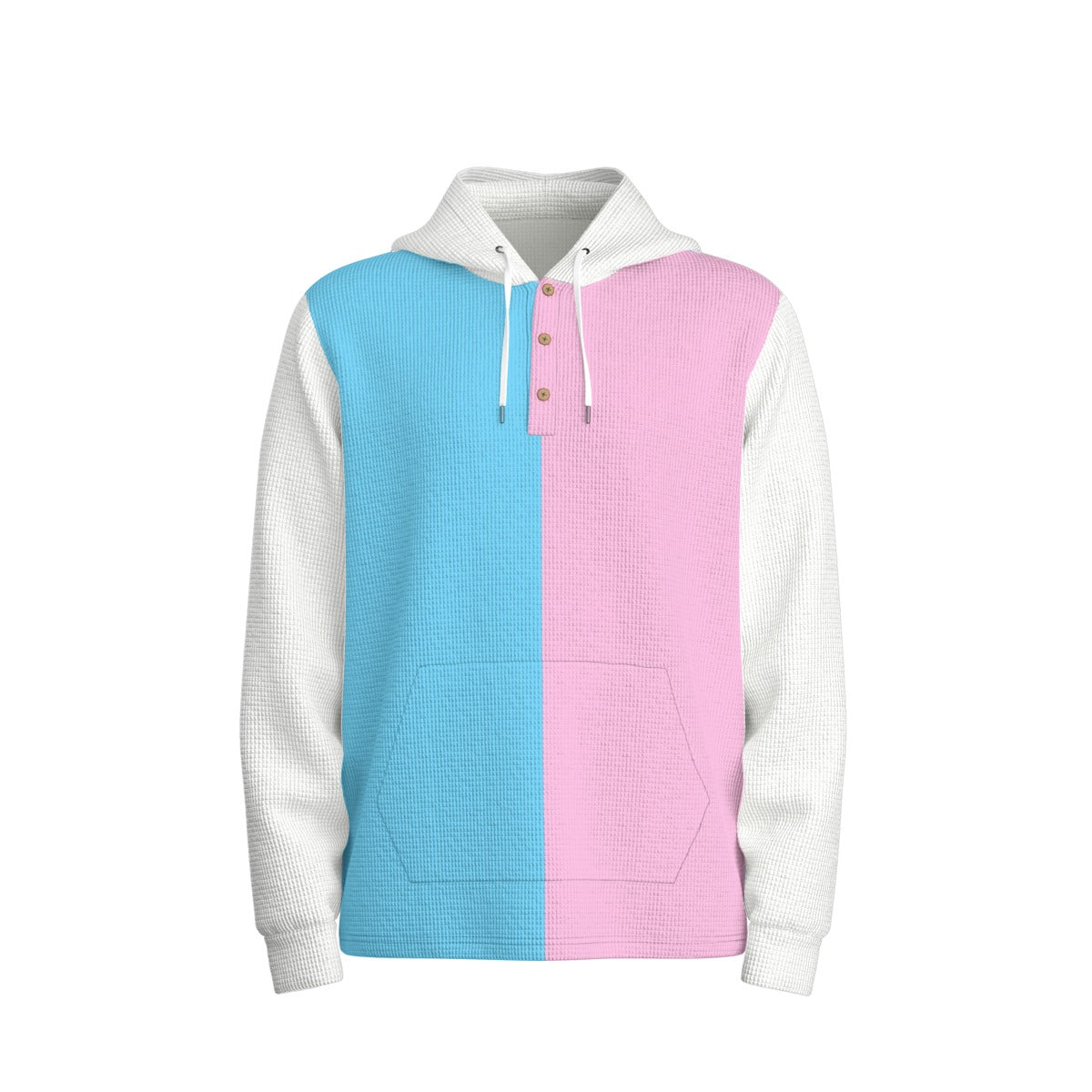 Teen - Plus Size Blue Pink White Pride Half-Button Hoodie