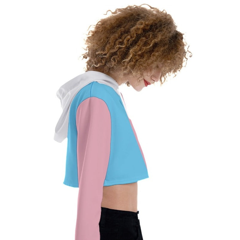 Teen - Plus Size Blue Pink White Paris Pride Hooded Crop Top