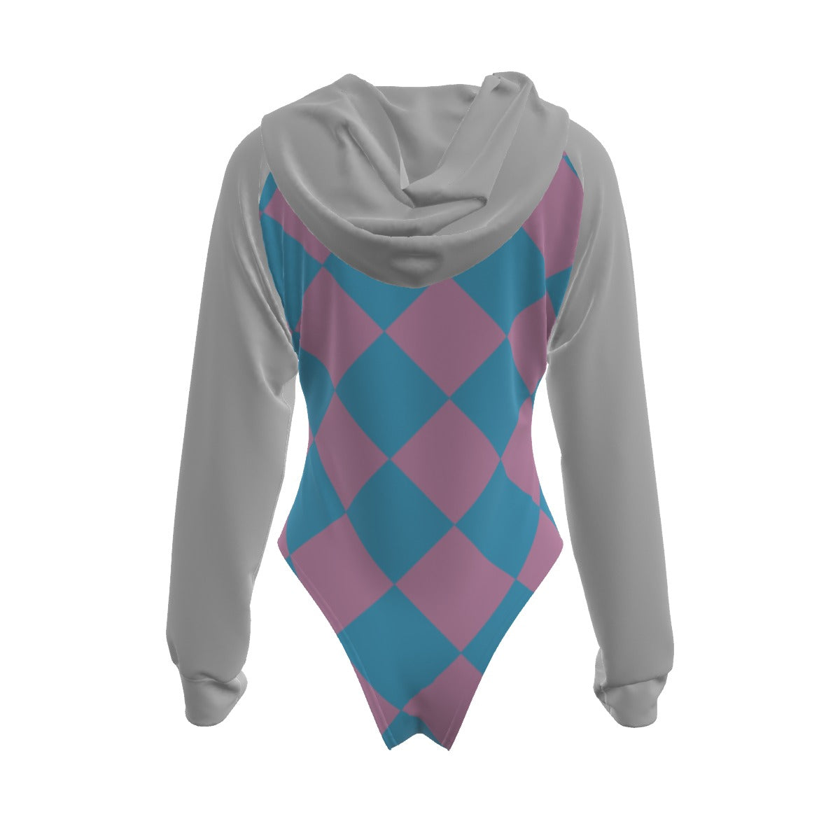 Teen Blue Pink White Pride Harlequin Raglan-Sleeve Hooded Bodysuit