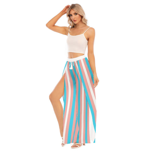 Blue Pink White Pride Split Chiffon Beach Palazzo
