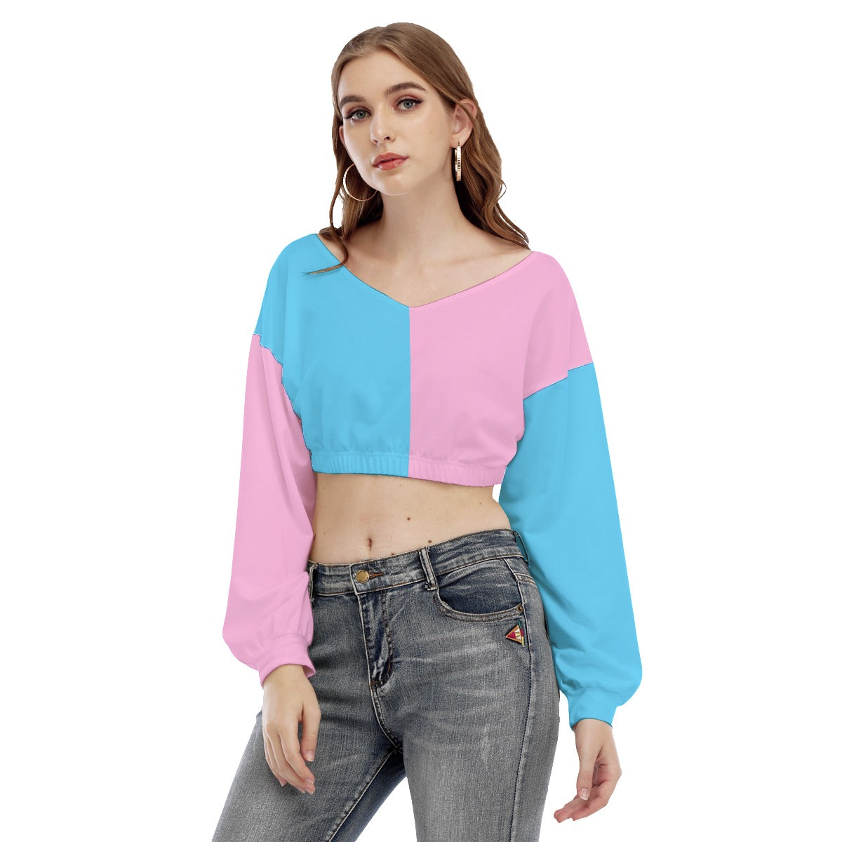Blue Pink White Pride Elasticated Cropped Sweatshirt