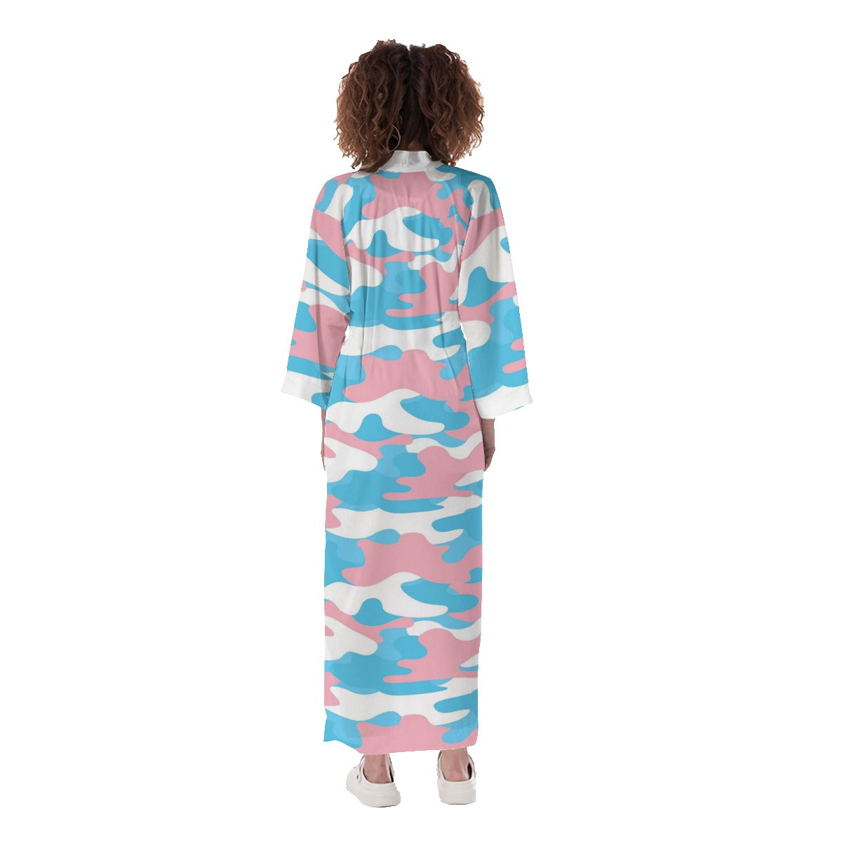 Teen Blue Pink Blue Pride Camouflage Long Satin Kimono Robe
