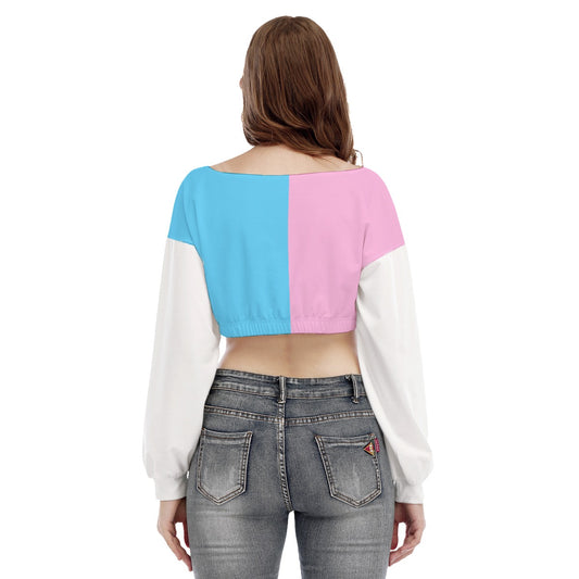 Blue Pink White Pride Elasticated Cropped Sweatshirt