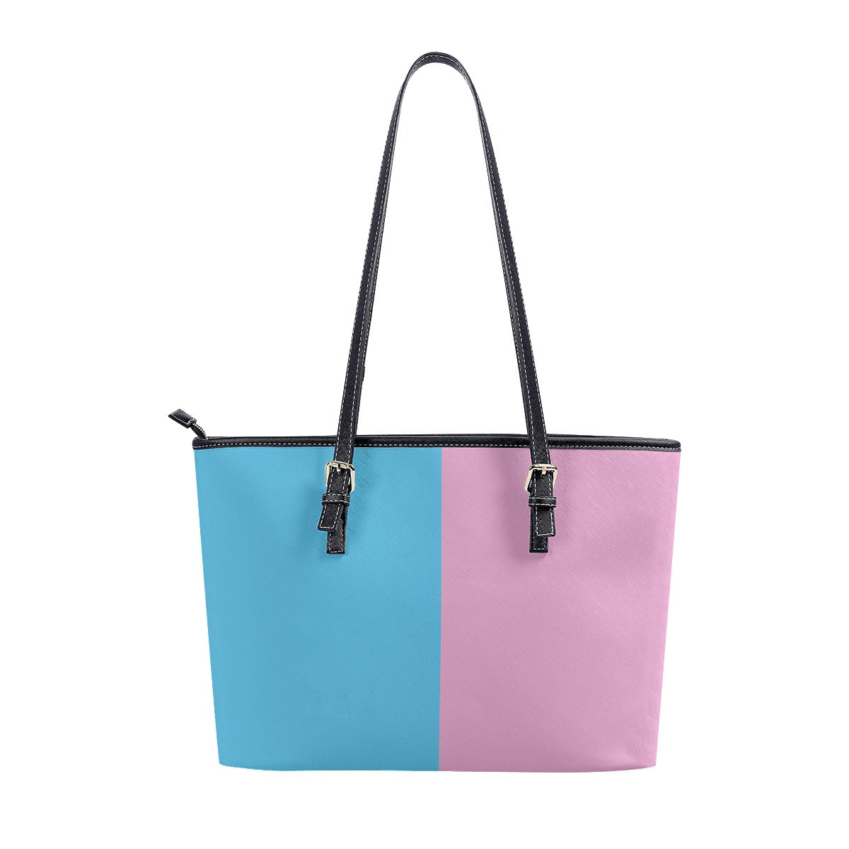 Blue Pink White Trans Paris Pride Vegan Leather Shoulder Tote Bag