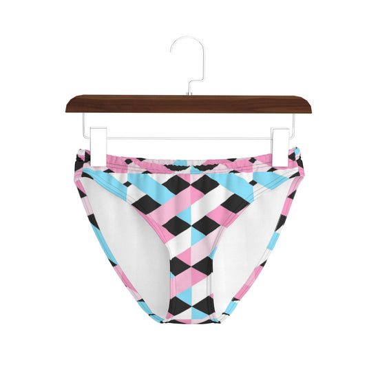 Plus Size All-Over Print Blue Pink White Knickers