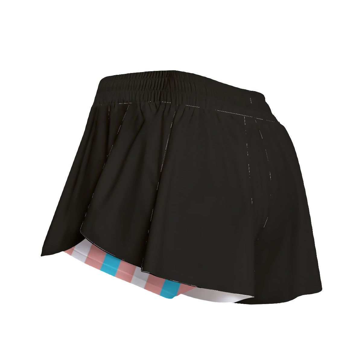 Blue Pink White Pride Candy-Striped Inner Black Fitness Sport Culottes